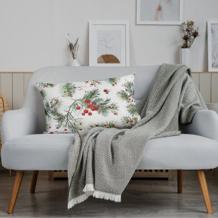 Pine & Red Berries Feierliche Festung Waldkissen Lendenkissen