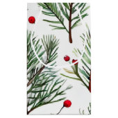 Pine & Red Berries Holzdesign Kleine Geschenktüte (Rückseite)