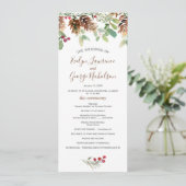 Pine Red Berry Winter Greenerity Wedding Program Programm (Stehend Vorderseite)