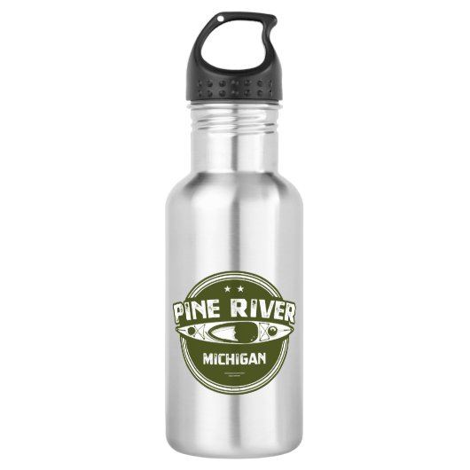 Pine River Michigan Kayaking Edelstahlflasche (Vorderseite)