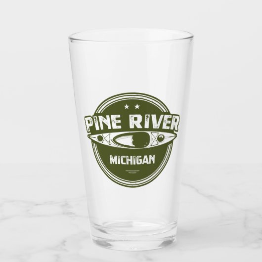Pine River Michigan Kayaking Glas (Vorderseite)