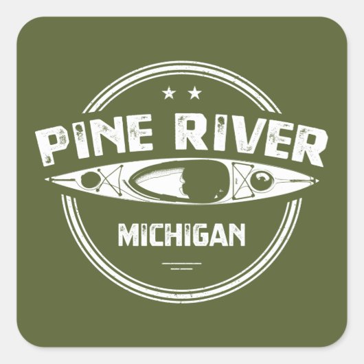 Pine River Michigan Kayaking Quadratischer Aufkleber (Vorderseite)