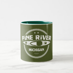 Pine River Michigan Kayaking Zweifarbige Tasse