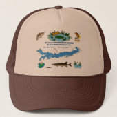 Pine River Pond NH - GO FISH Brown Trucker Hat Truckerkappe (Vorderseite)