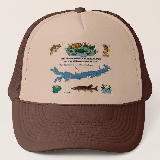 Pine River Pond NH - GO FISH Brown Trucker Hat Truckerkappe (Vorderseite)