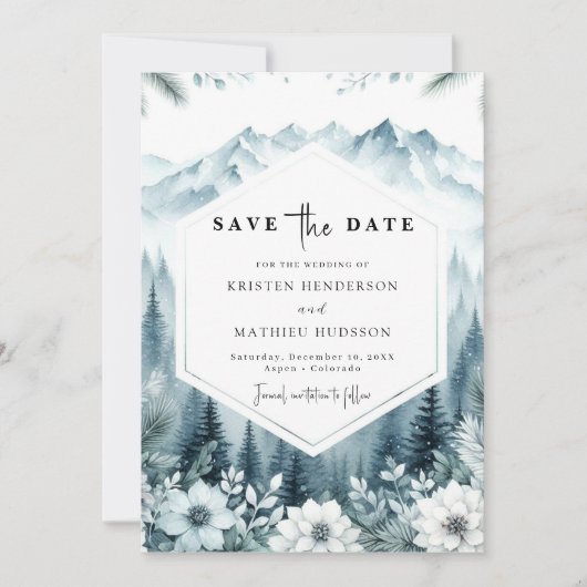 Pine Romance Mountain Wedding Save The Date (Vorderseite)