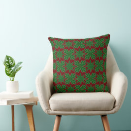 Pine Snowflakes Garnet Throw Kissen