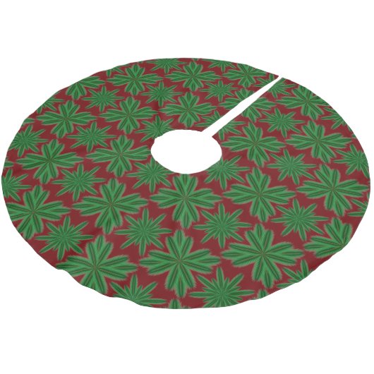 Pine Snowflakes Garnet Tree Skirt Polyester Weihnachtsbaumdecke (Schrägansicht)