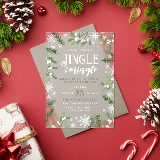 Pine Snowflakes Jingle & Mingle Weihnachts-Party Acryleinladungen (Insitu (Feiertag))