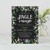 Pine Snowflakes Jingle & Mingle Weihnachts-Party Einladung (Stehend Vorderseite)
