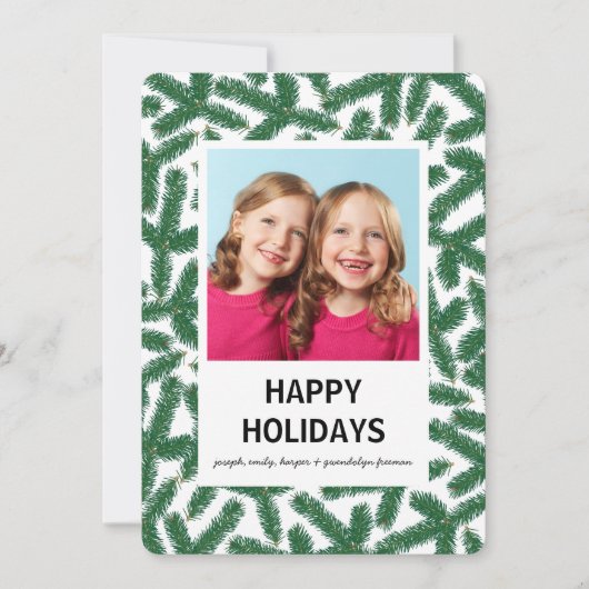 Pine Sprigs - Happy Holidays Card Einladung (Vorderseite)