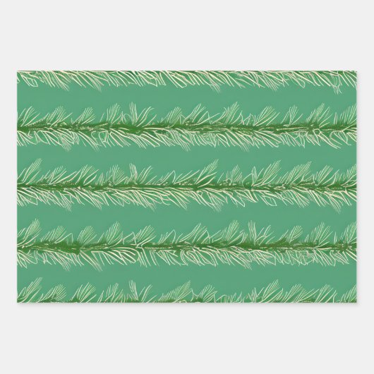 Pine Sprigs Holiday Wrapping Paper Flat Sheet Set Geschenkpapier Set (Vorderseite 2)