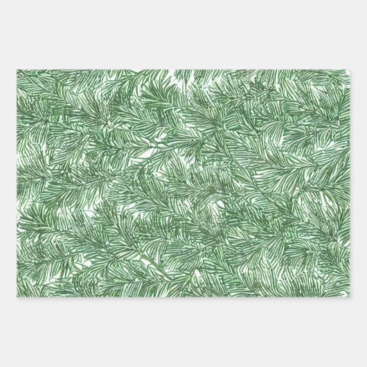 Pine Sprigs Holiday Wrapping Paper Flat Sheet Set Geschenkpapier Set (Vorderseite)