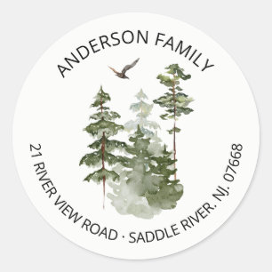 Pine Spruce Trees   Neue Zuhause-Adressenaufkleber Runder Aufkleber