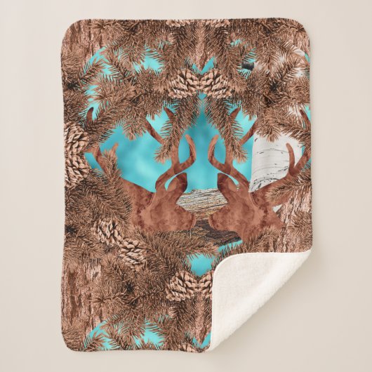 Pine Stag Sherpa Blanket LightBlue Sherpadecke (Vorderseite)