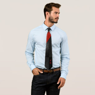 Pine stripe red, black and white krawatte