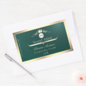 Pine Teal Product Label Gold Frame Logo Monogram Rechteckiger Aufkleber (Umschlag)
