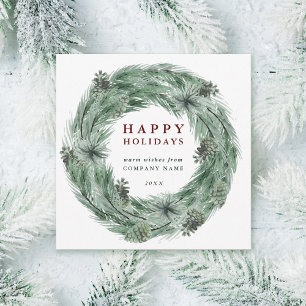 Pine Treath Wreath Holiday Card mit QR Code Feiertagskarte