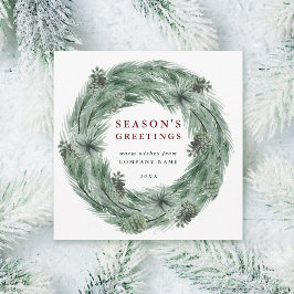 Pine Treath Wreath Holiday Card mit QR Code Feiertagskarte