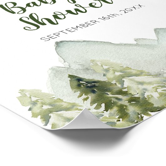 Pine Tree Adventure Baby Dusche Begrüßungszeichen Poster (Ecke)