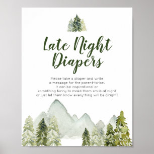 Pine Tree Adventure Baby Dusche Spate Night Diaper Poster