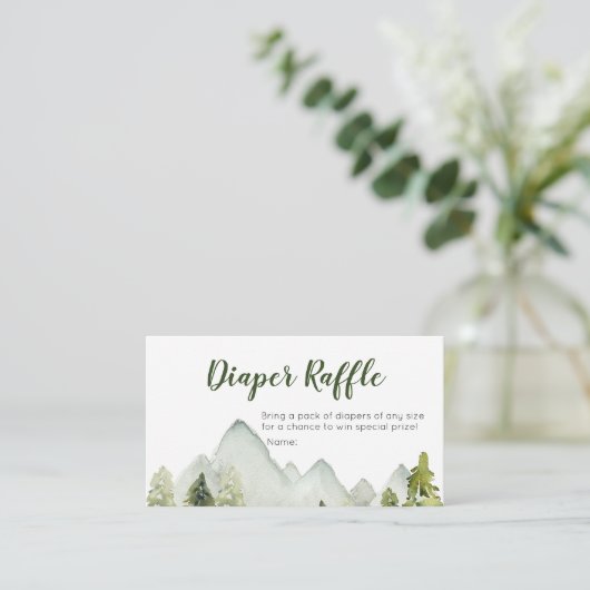Pine Tree Adventure Baby Duwer Diaper Raffle Begleitkarte (Stehend Vorderseite)