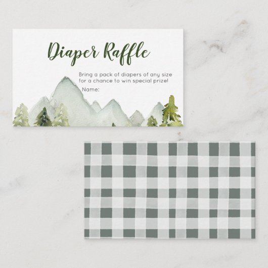 Pine Tree Adventure Baby Duwer Diaper Raffle Begleitkarte (Vorne/Hinten)