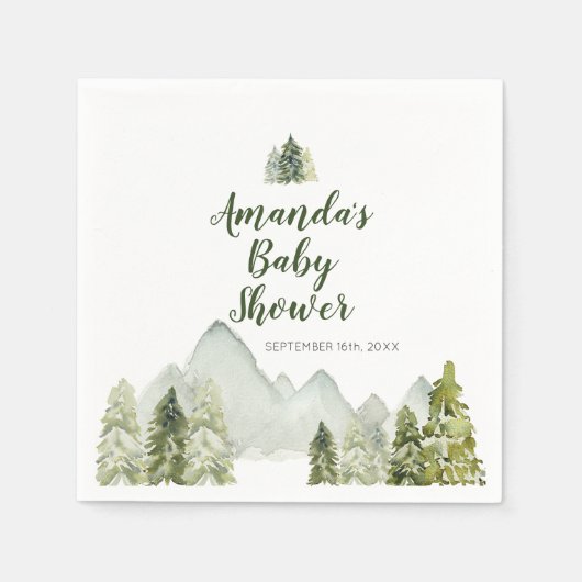 Pine Tree Adventure Mountain Babydusche Napkins Serviette (Vorderseite)