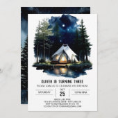 Pine Tree Adventure zum Geburtstag Einladung (Vorne/Hinten)