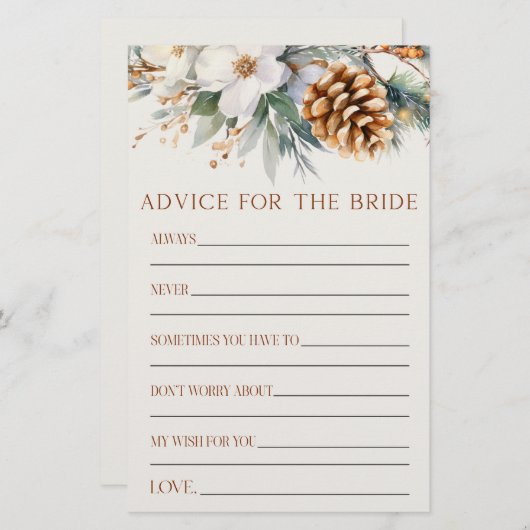 Pine Tree Advisor für das Bride Brautparty Game Briefpapier (Vorne/Hinten)