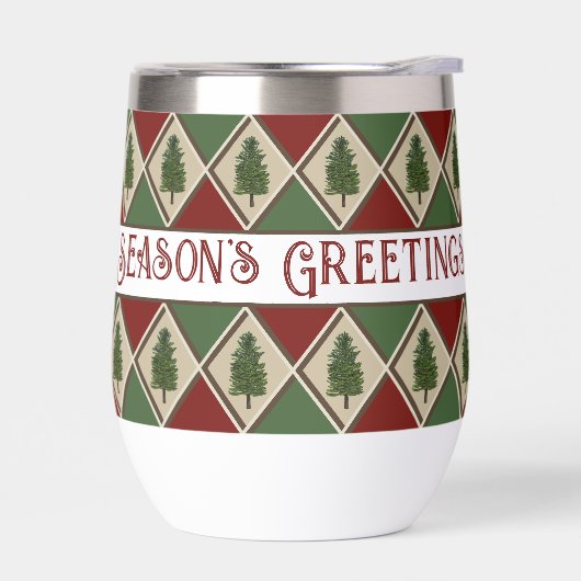 Pine Tree and Harlequin Wine Tumbler (Links)
