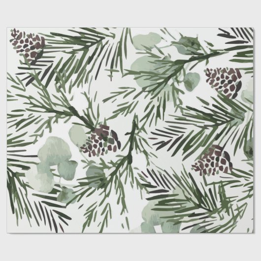 Pine Tree and Pinecones Pattern Geschenkpapier (Flach)