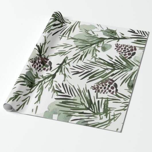 Pine Tree and Pinecones Pattern Geschenkpapier (Ungerollt)