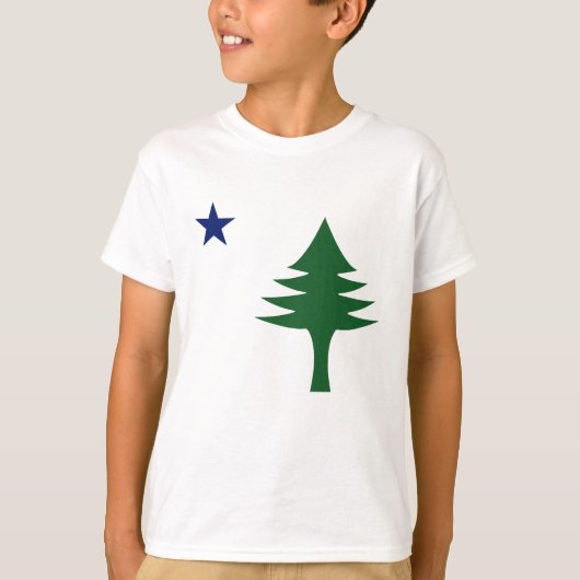 Pine tree and star 1901 Fahne des Maine-Staat T-Shirt (Vorderseite)