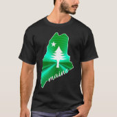 Pine tree and star 1901 Fahnenkarte des Maine-Staa T-Shirt (Vorderseite)