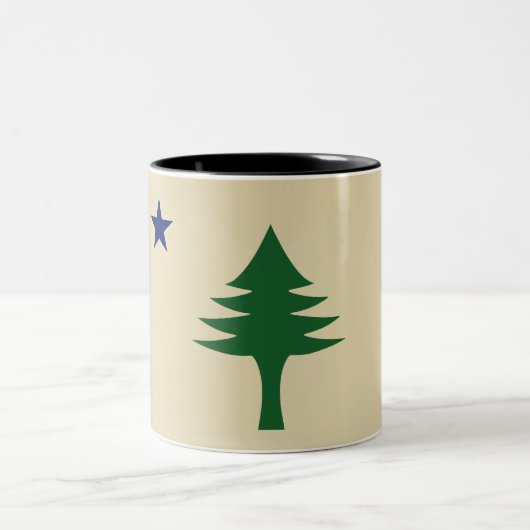 Pine tree and star 1901 flag of Maine State Zweifarbige Tasse (Mittel)
