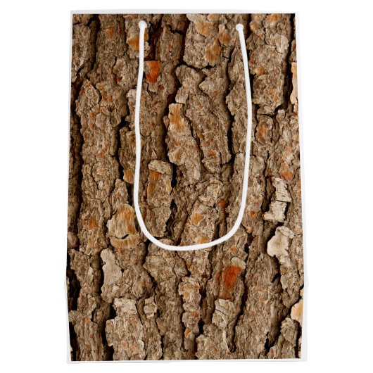 Pine Tree Bark Texture Mittlere Geschenktüte (Rückseite)