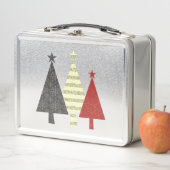 Pine Tree Black and Red Modern Geometric Christmas Metall Lunch Box (Beispiel)