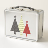 Pine Tree Black and Red Modern Geometric Christmas Metall Lunch Box (Vorderseite)