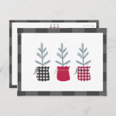 Pine Tree Black Red Holiday Country Kariert Postkarte (Vorne/Hinten)