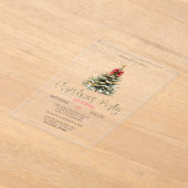 Pine Tree, Bow, String Lights Gold Weihnachten Acryleinladungen (Ablage )