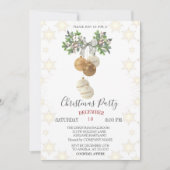 Pine Tree Branch Bow Weihnachtsbälle Weihnachten Einladung (Vorderseite)