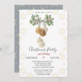 Pine Tree Branch Bow Weihnachtsbälle Weihnachten Einladung (Vorne/Hinten)