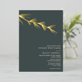 Pine Tree Branch Emerald Wedding Foil Einladung (Stehend vorne)
