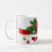 Pine Tree Branch Jingle Bell Bow Holiday Kaffeetasse (Links)