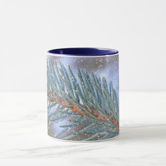Pine Tree Branch Snow Winter Art Tasse Cup (Zentrum)