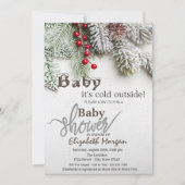 Pine Tree Branches Babydusche Einladung (Vorderseite)