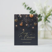 Pine Tree Branches, Balls Black Frohe Weihnachten (Stehend Vorderseite)