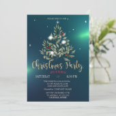 Pine Tree Branches Christmas Company Part Einladung (Stehend Vorderseite)