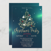 Pine Tree Branches Christmas Company Part Einladung (Vorne/Hinten)